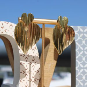 Aretes Doble Corazón Dorado