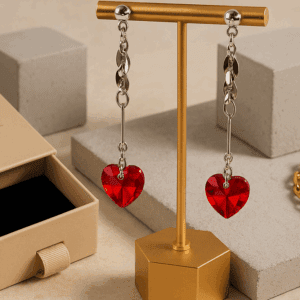 Aretes Corazón Rojo