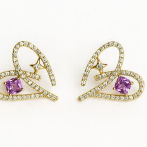 Aretes Corazón Púrpura