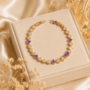 Pulsera Corazones Púrpura